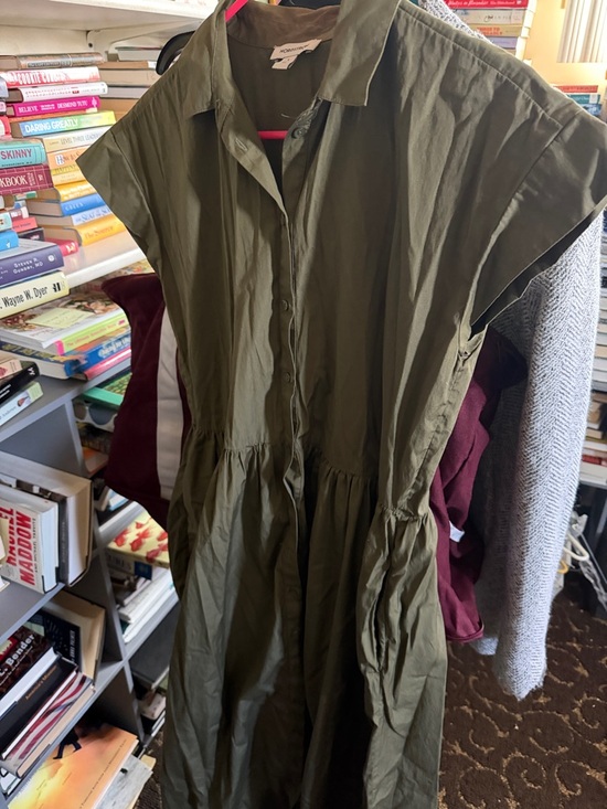 Nordstrom Dresses & Skirts - Nordstrom Olive Green Button-Front Shirt Dress